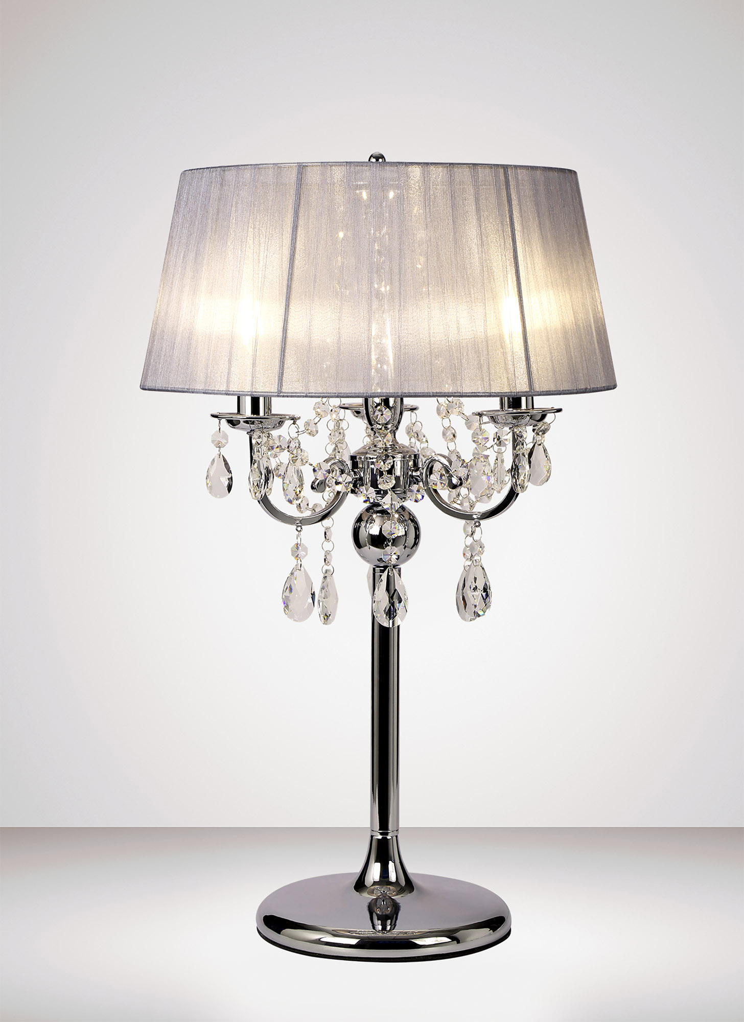 IL30062/GY  Olivia Crystal 61cm 3 Light Table Lamp